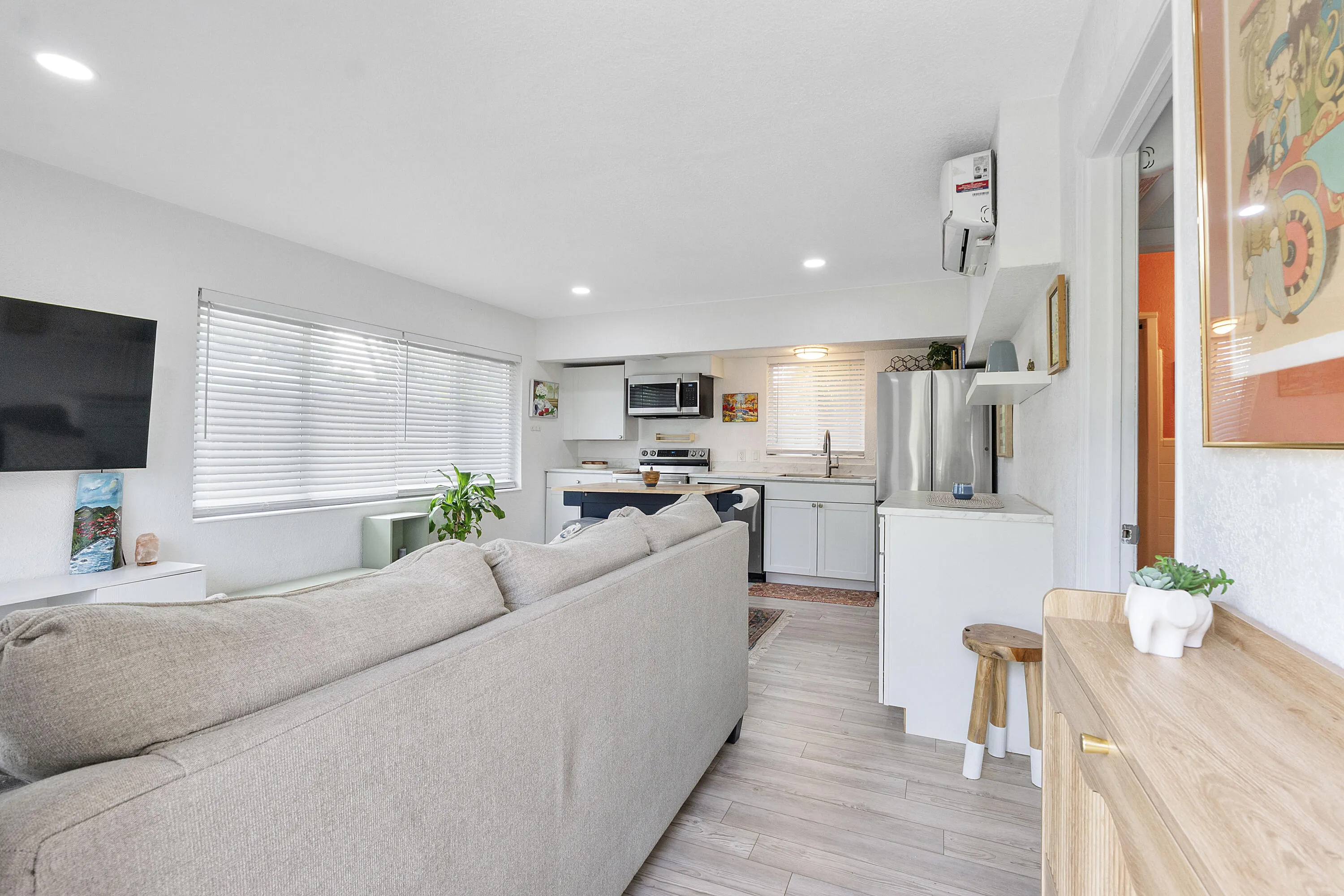 Entryway to guest house and view of living areas