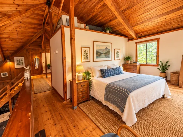 Sunlit Rustic Loft Bedroom