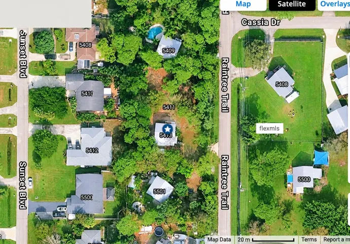 Bright Satellite Map of Suburban Lots