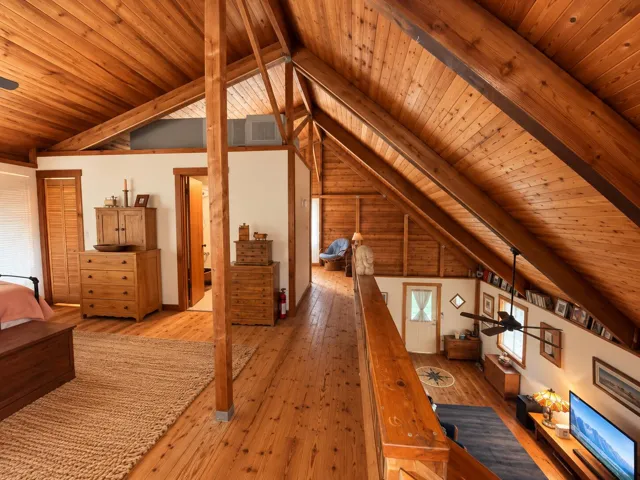 Bright Rustic Loft Hallway Overlooking L