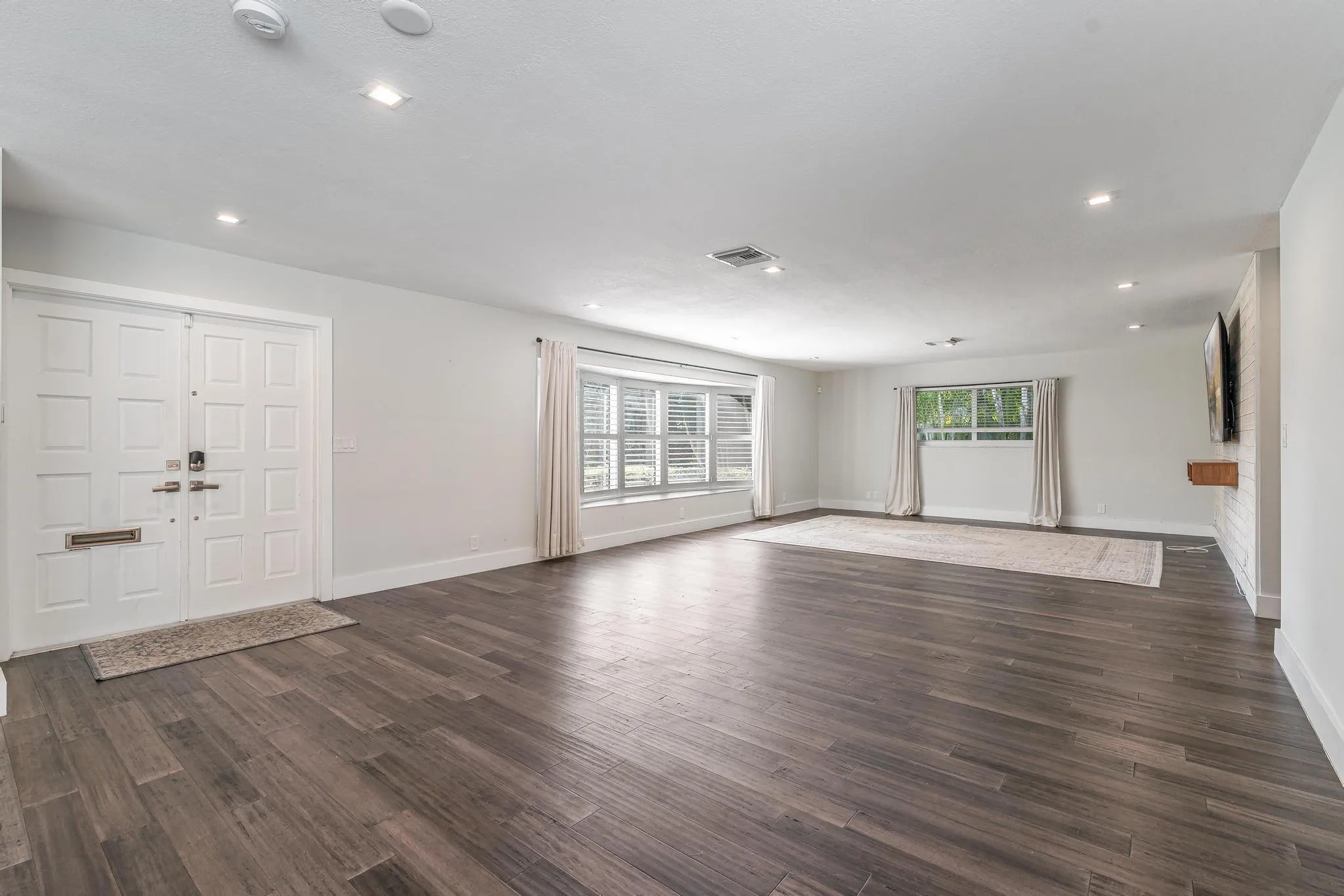 Living room with wood-look floors
