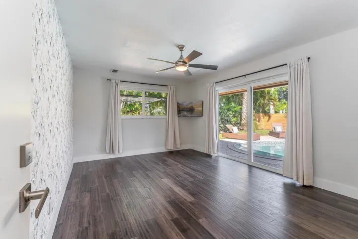 Primary bedroom with pool access