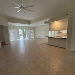 Grand living room and kitchen area