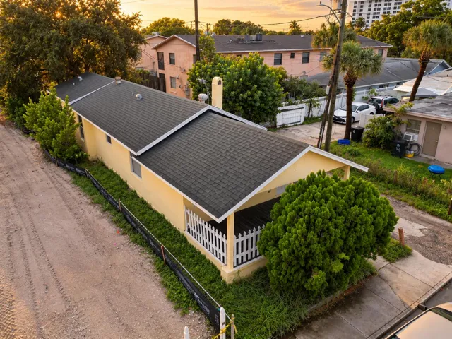 Golden Hour Neighborhood Aerial View