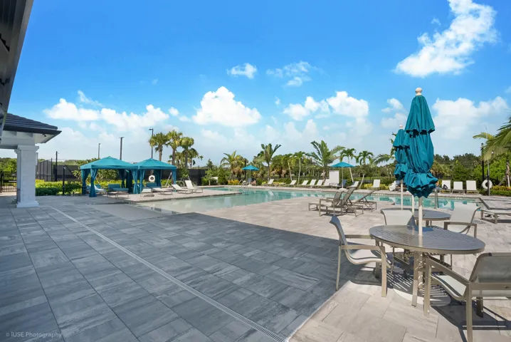Beach entry pool with cabanas and plenty of sitting to catch the rays