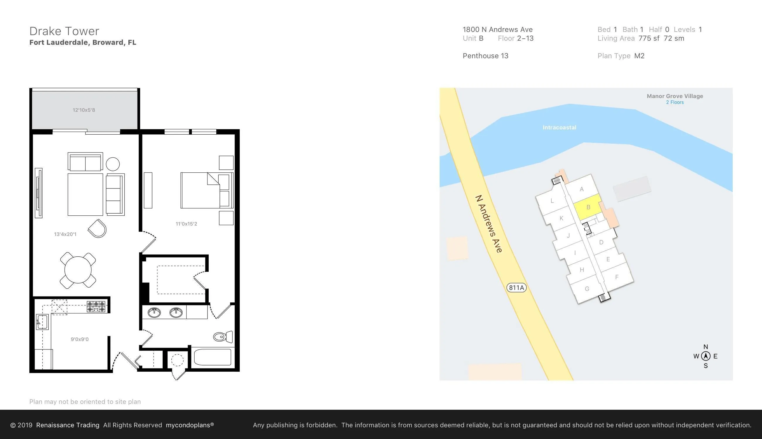 Floor plan. Wall between kitchen and living room has been removed.