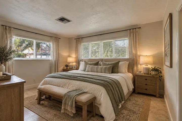 AI staged primary bedroom