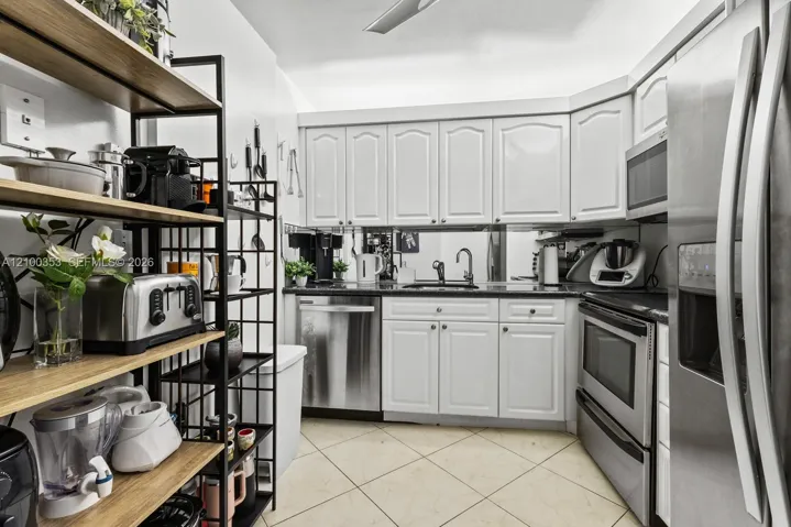 Kitchen with stainless steel appliances