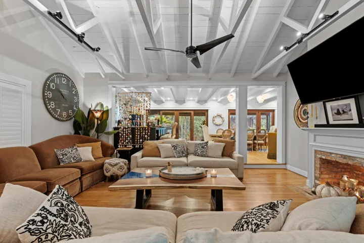 Living area, and family room.