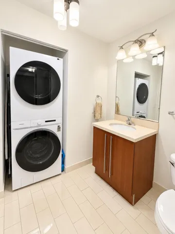 In unit front loading washer and dryer.
