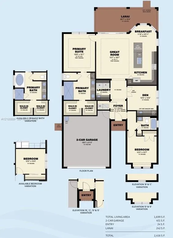 Aster Model - Primary Bath upgraded with optional separate tub and shower