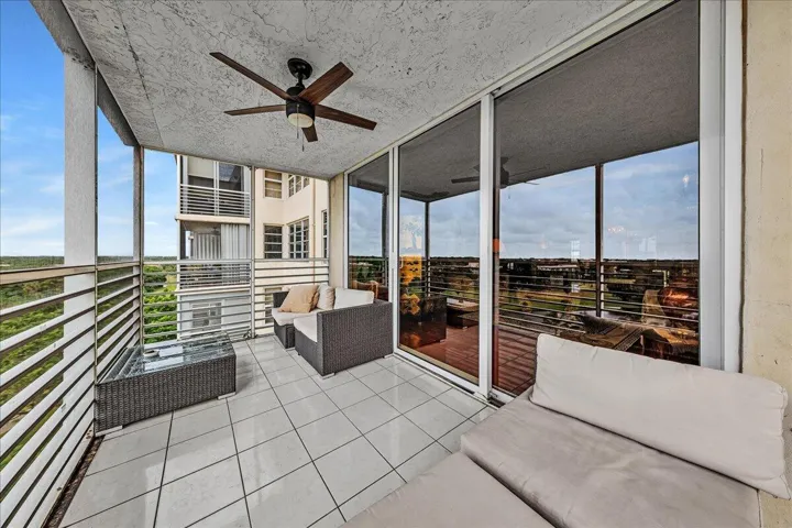 Screened balcony with fan