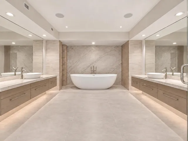 Symmetrical Luxury Spa Bathroom with Fre