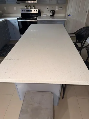 Gray Quartz Island in Kitchen
