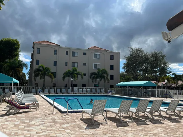 heated satellite pool just 75 feet from the front of the bldg.