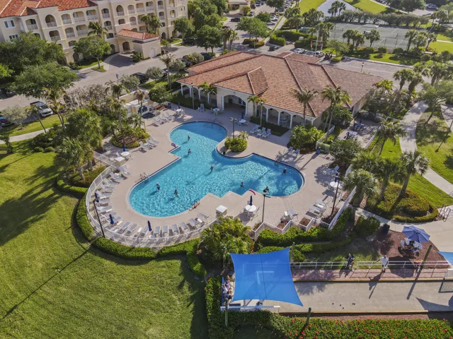 Amenities include swimming, bocce, gym, clubhouse, walking paths, 24-hour security guard at gate, dog park, and more. Pet friendly community!