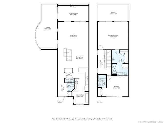 Spacious two-story layout with approximately 1,900+ SF of living space, two bedrooms, 2.5 baths, and multiple expansive terraces for enjoying the ocean and river views.