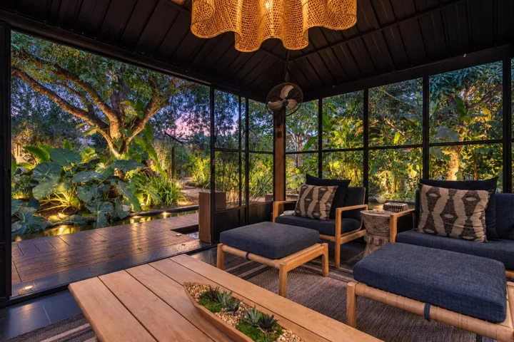 Soft Twilight Gazebo and Koi Pond