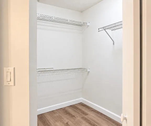 Bright Empty Walk-In Closet Shelving