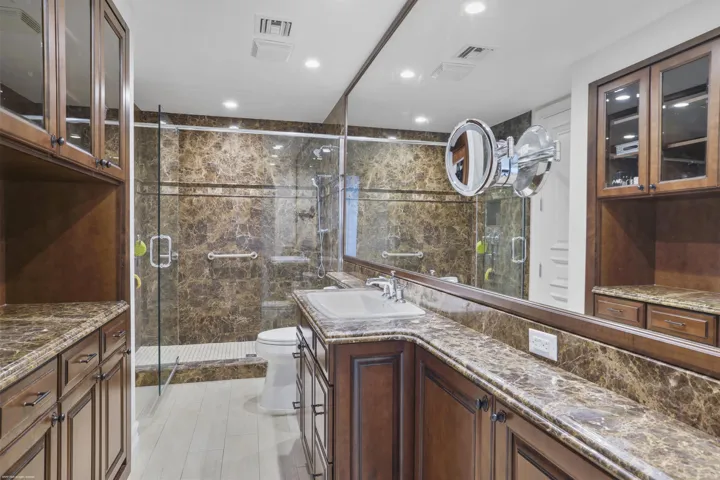 His in-suite bathroom