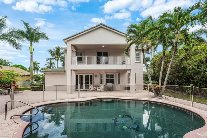 Large patio with private pool and lake views