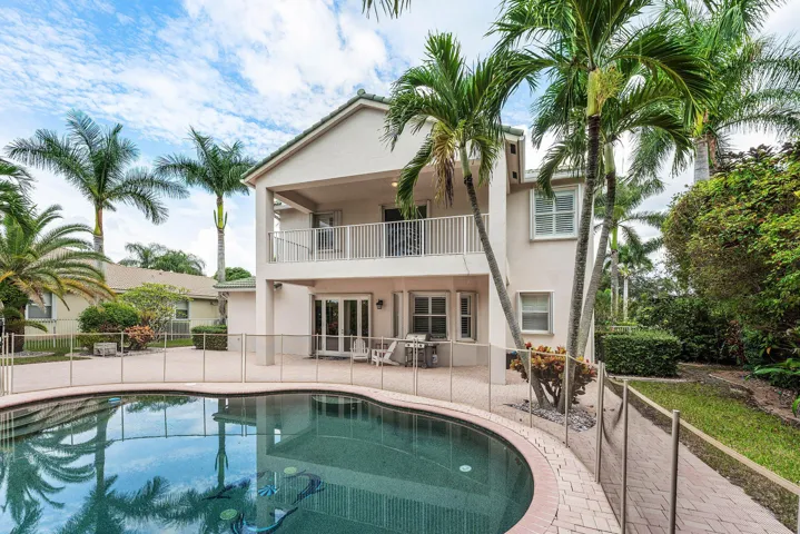 Large patio with private pool and lake views