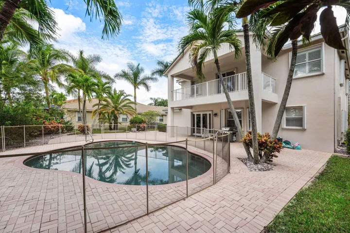 Large patio with private pool and lake views