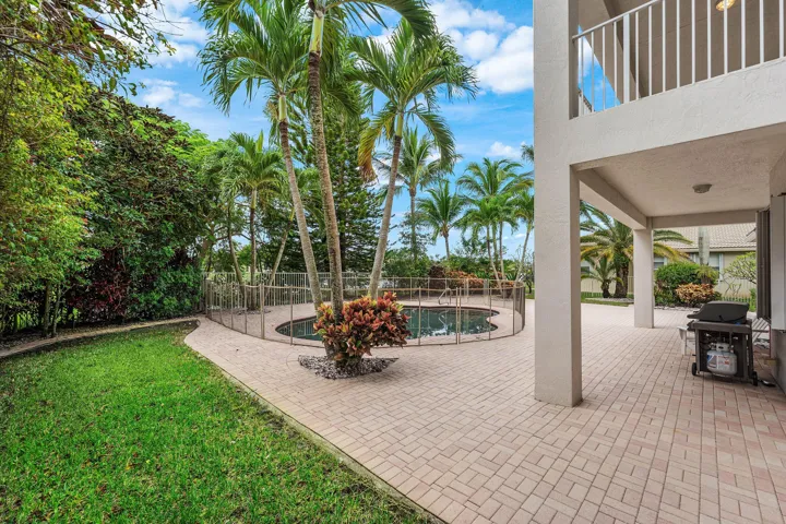 Large patio with private pool and lake views