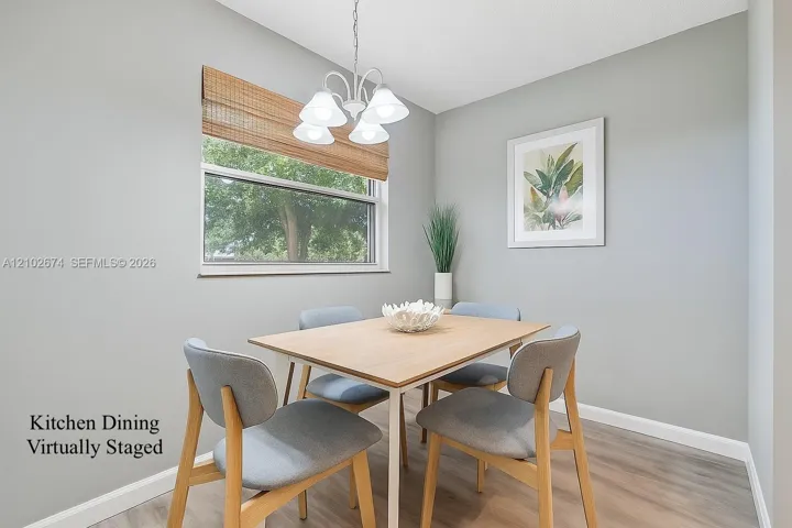 Virtually staged eat-in kitchen dining