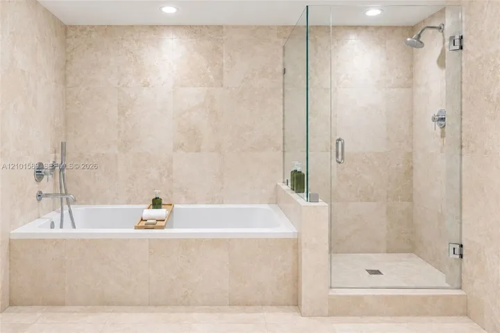 Separate shower and tub