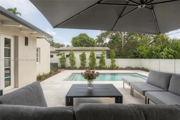 Large pool with spacious outdoor areas.