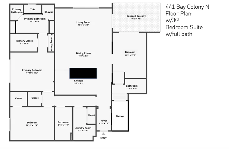441 Bay Colony Floor Plan w-3rd bed suit