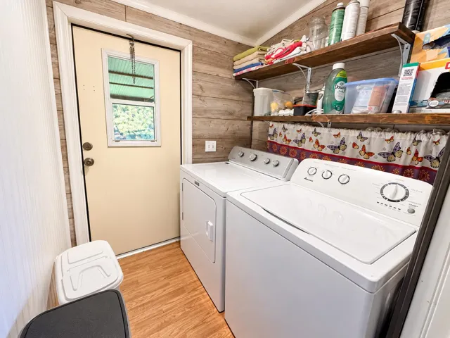 Bright Rustic Laundry Room with Organize