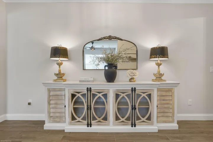 Foyer console with custom built-in cabinetry