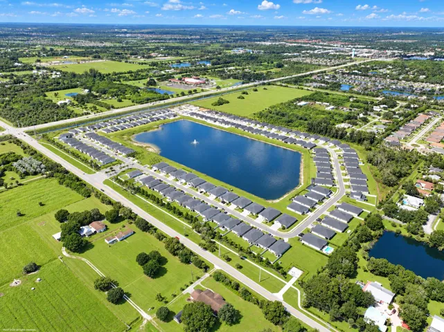 Aerial of Hampton Park and the lake