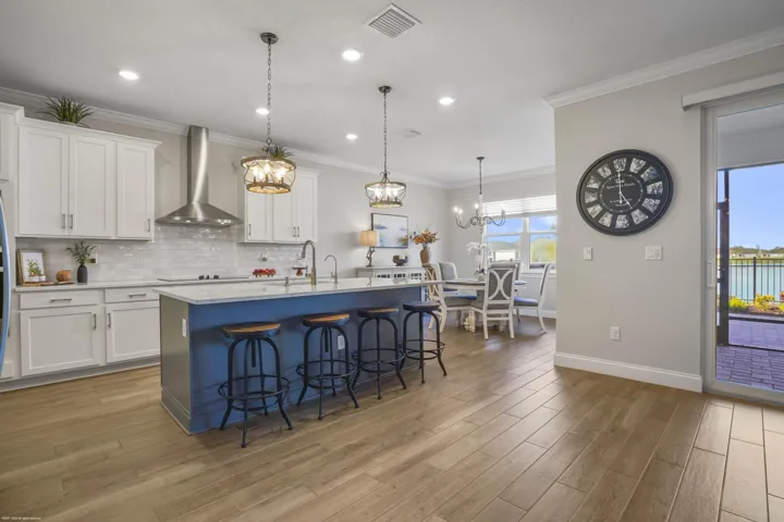 Kitchen with large island and seating
