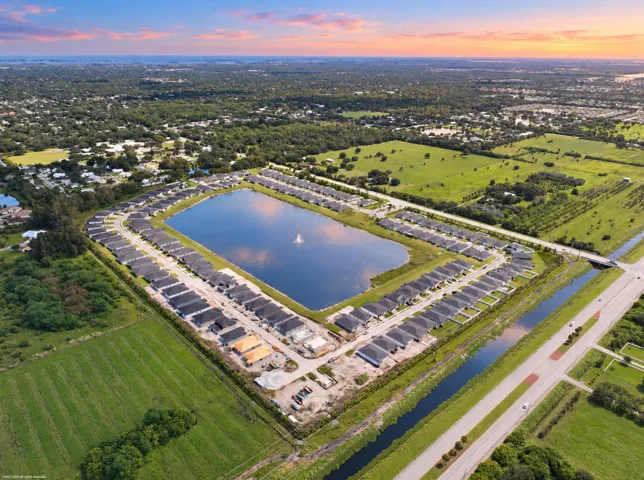 Aerial of the lake and gated community setting
