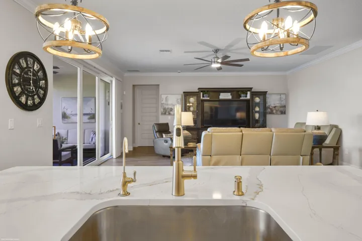Kitchen sink with view to the great room