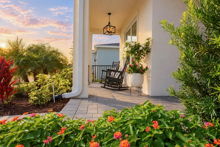 Landscaped front entry and porch