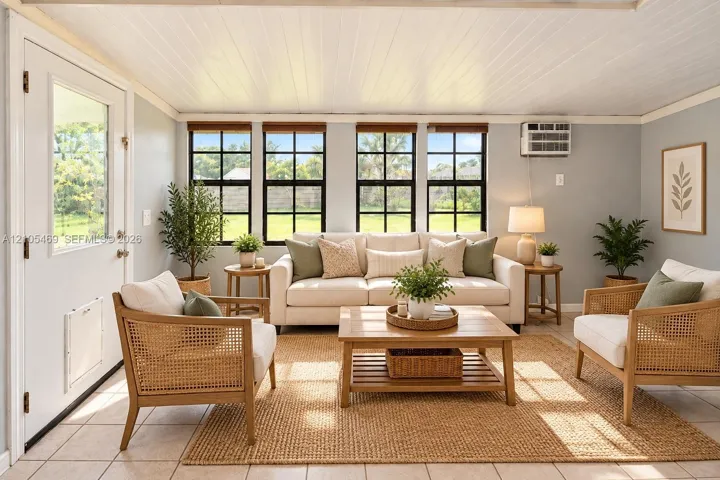 Virtual Staging Three distinct windows with exterior views