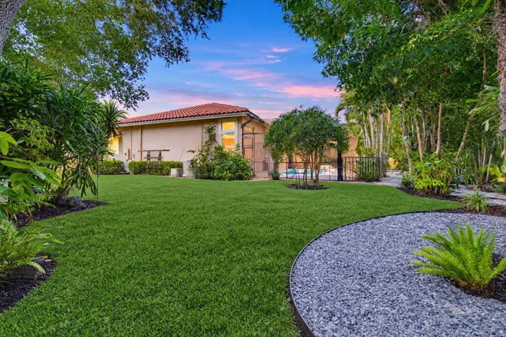 Twilight Backyard with Pool and Palms