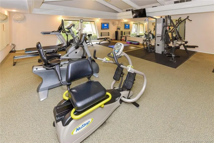 One View of Clubhouse Exercise Room - Ask Alexa to play your favorite music genre or enjoy watch TV while working out.