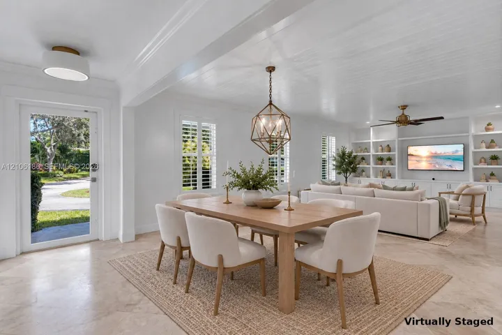 Virtually staged Living room & dining area