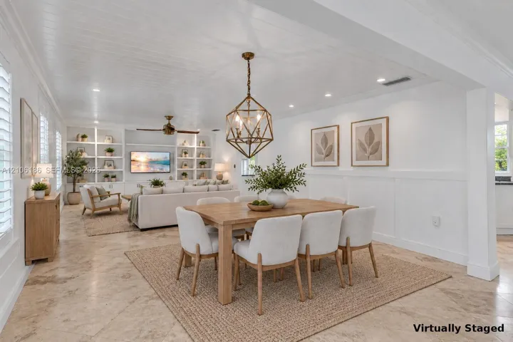 Virtually staged Living room & dining area
