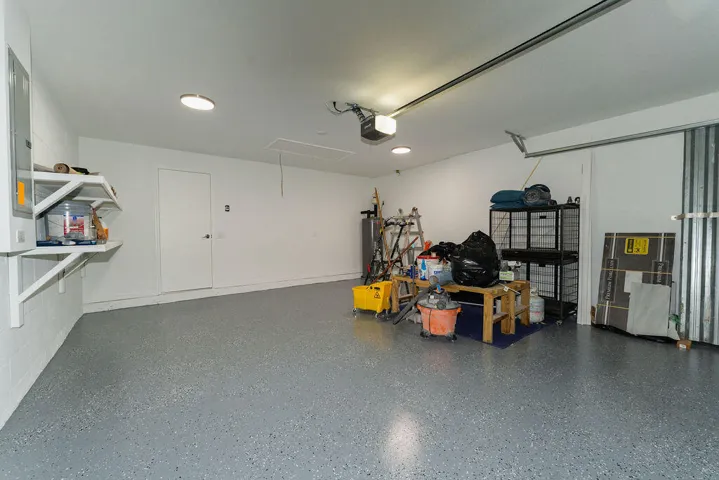 Garage with painted and sealed floors