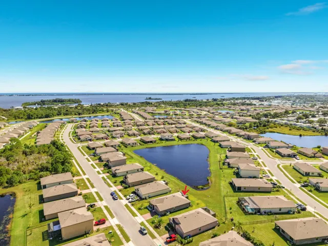 House aerial with arrow showing location