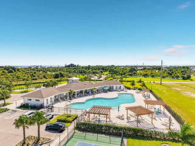 Aerial of pool to surrouding community