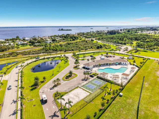 Aerial shot of amenities river south vie