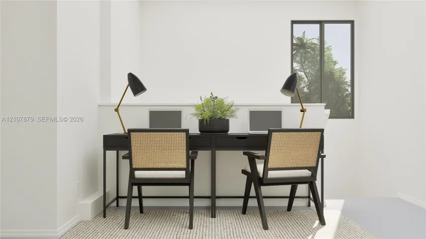 Upstairs is an intimate loft space that can host a work desk for studying and homework, as it’s shown here.