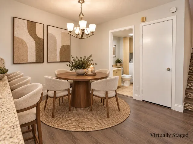 Virtually staged breakfast nook and breakfast bar